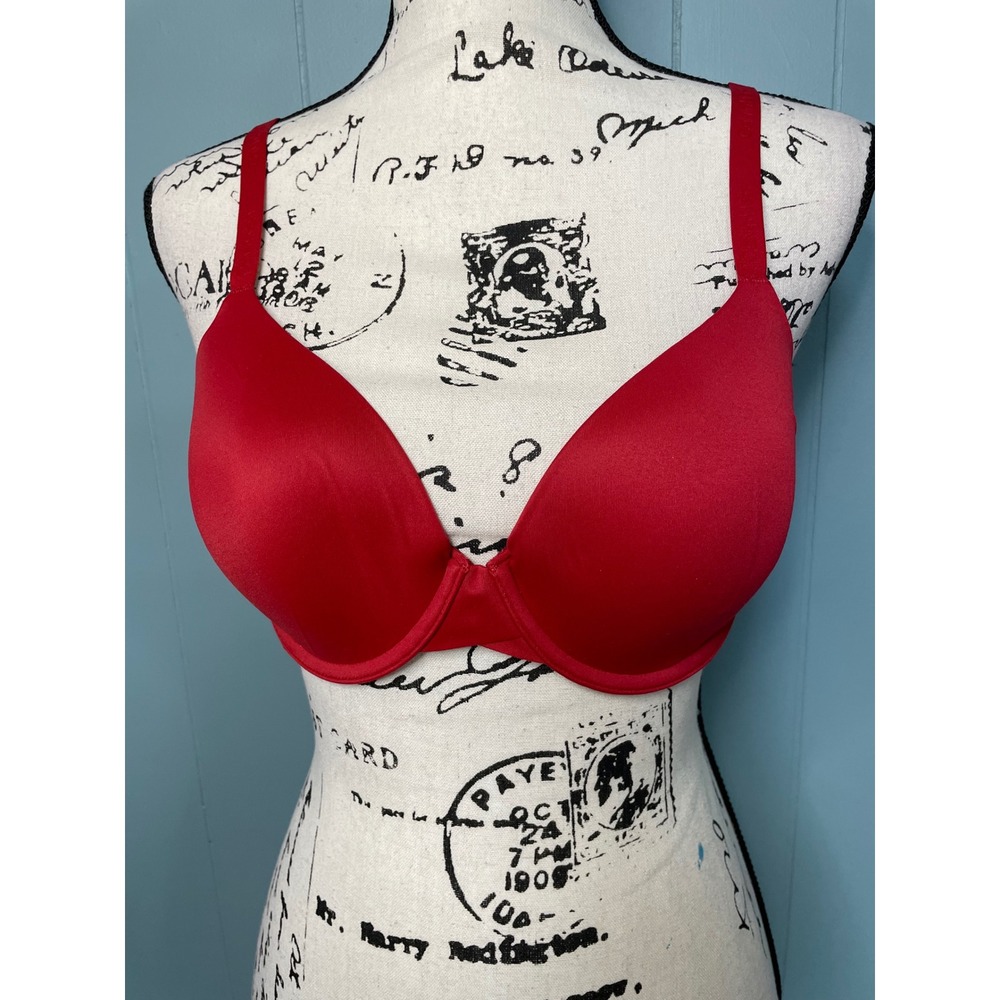 Calvin Klein T-Shirt Bra Womens 36C Red New Underwire Perfectly‎ Fit